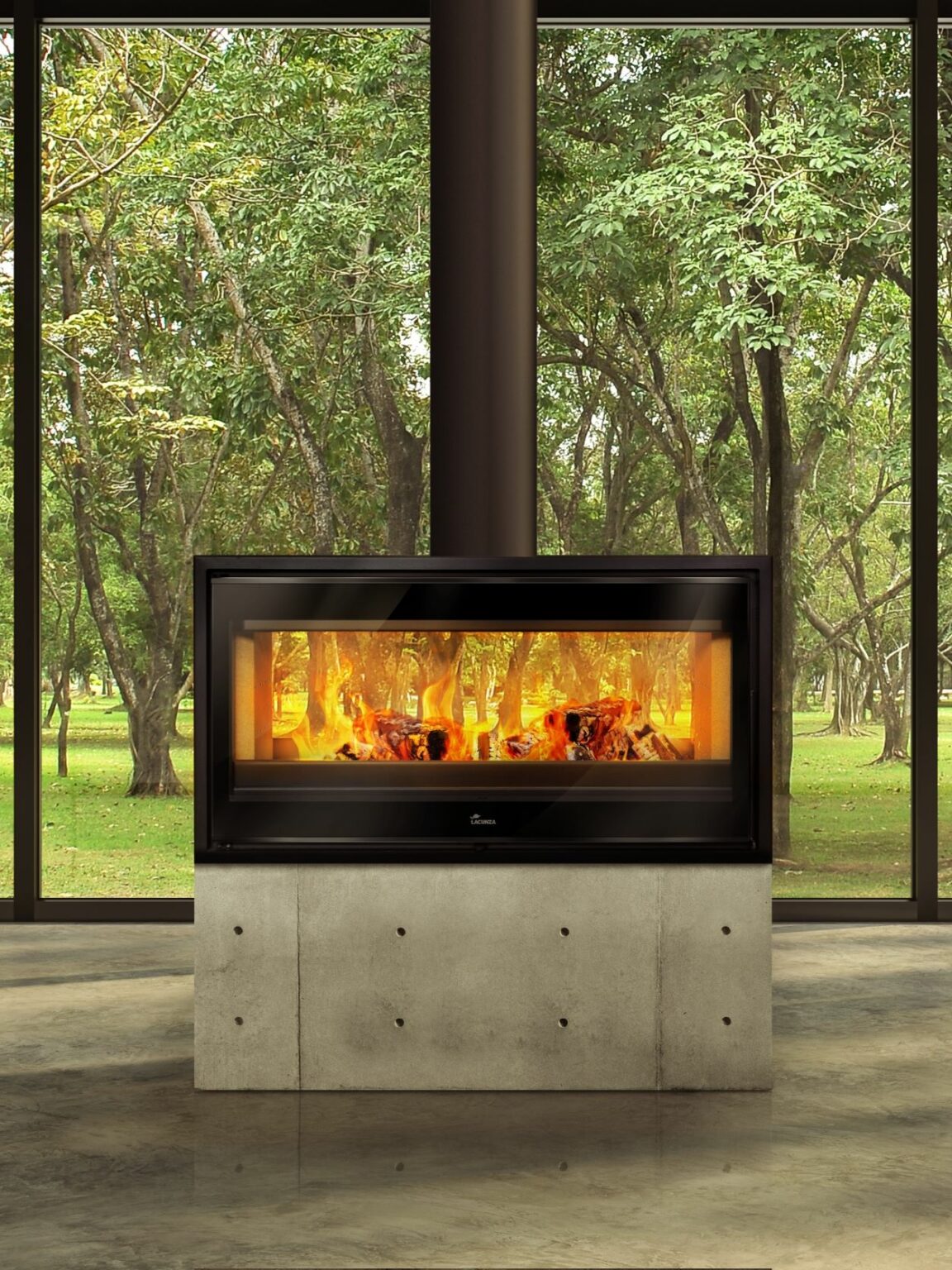 Lacunza Verona Double Sided Freestanding Wood Fireplace Abbey Fireplaces